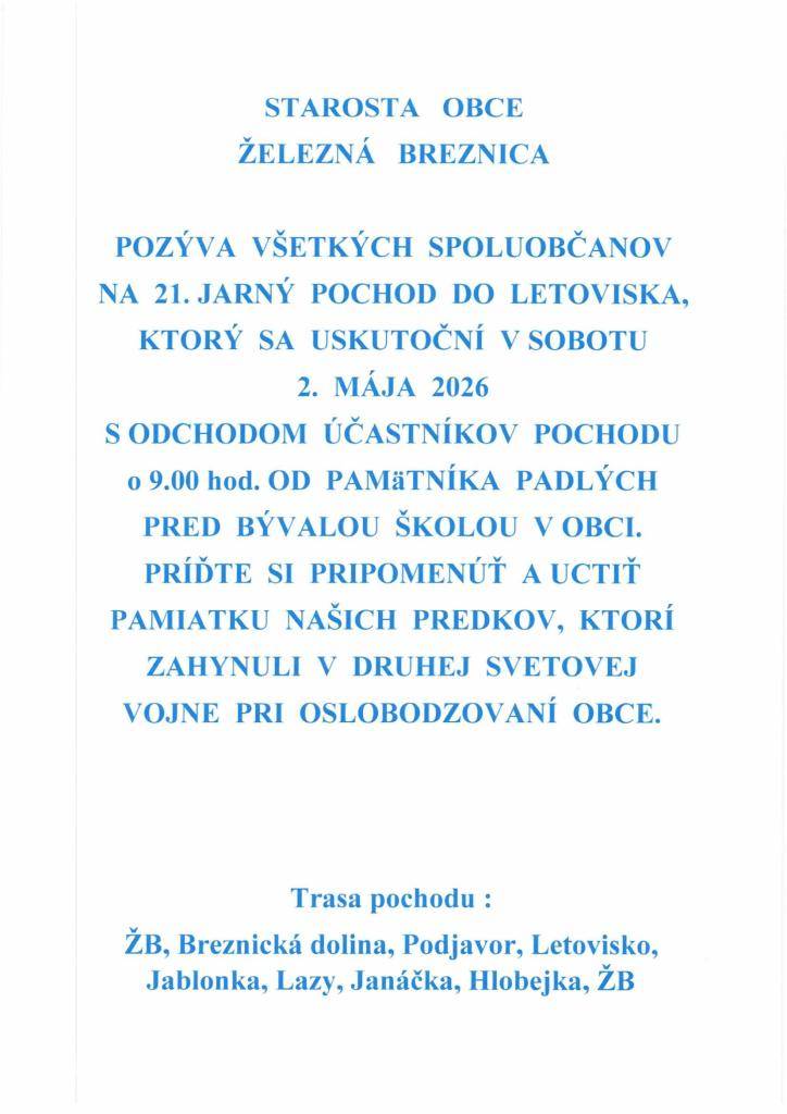 pochod do Letoviska - uctenie pamiatky padlých našich predkov