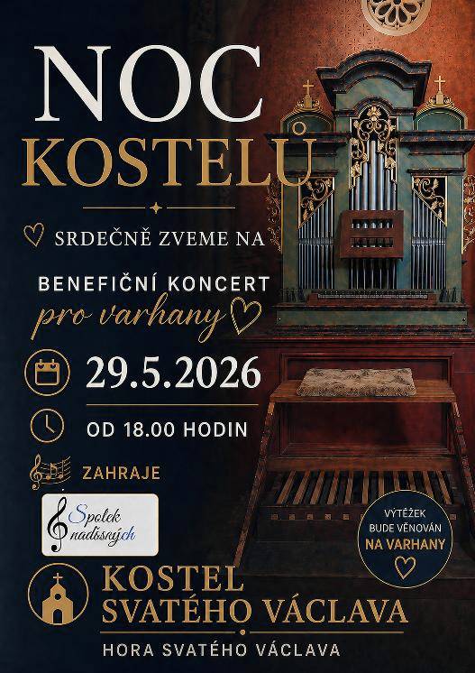 Benefiční koncert se koná v sobotu 29. května 2026 v kostele svatého Václava.   Akce začíná v 18:00 hodin a je otevřena všem, kteří chtějí podpořit charitativní účely.