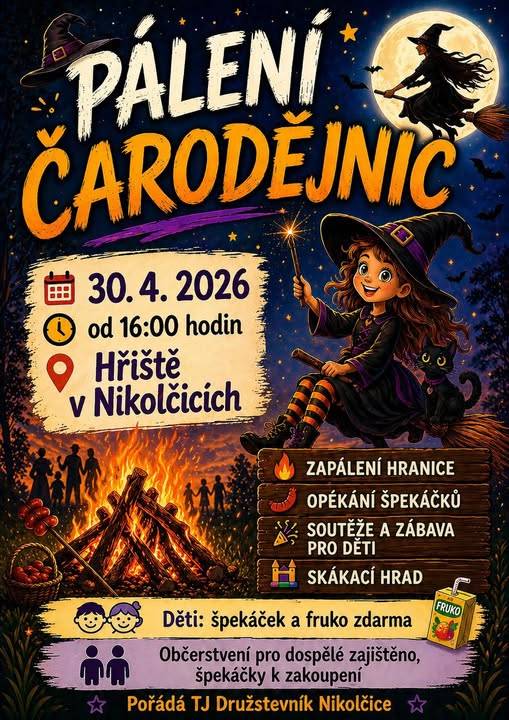 ve čtvrtek 30.4.  od 16:00 hod.  na fotbalovém hřišti