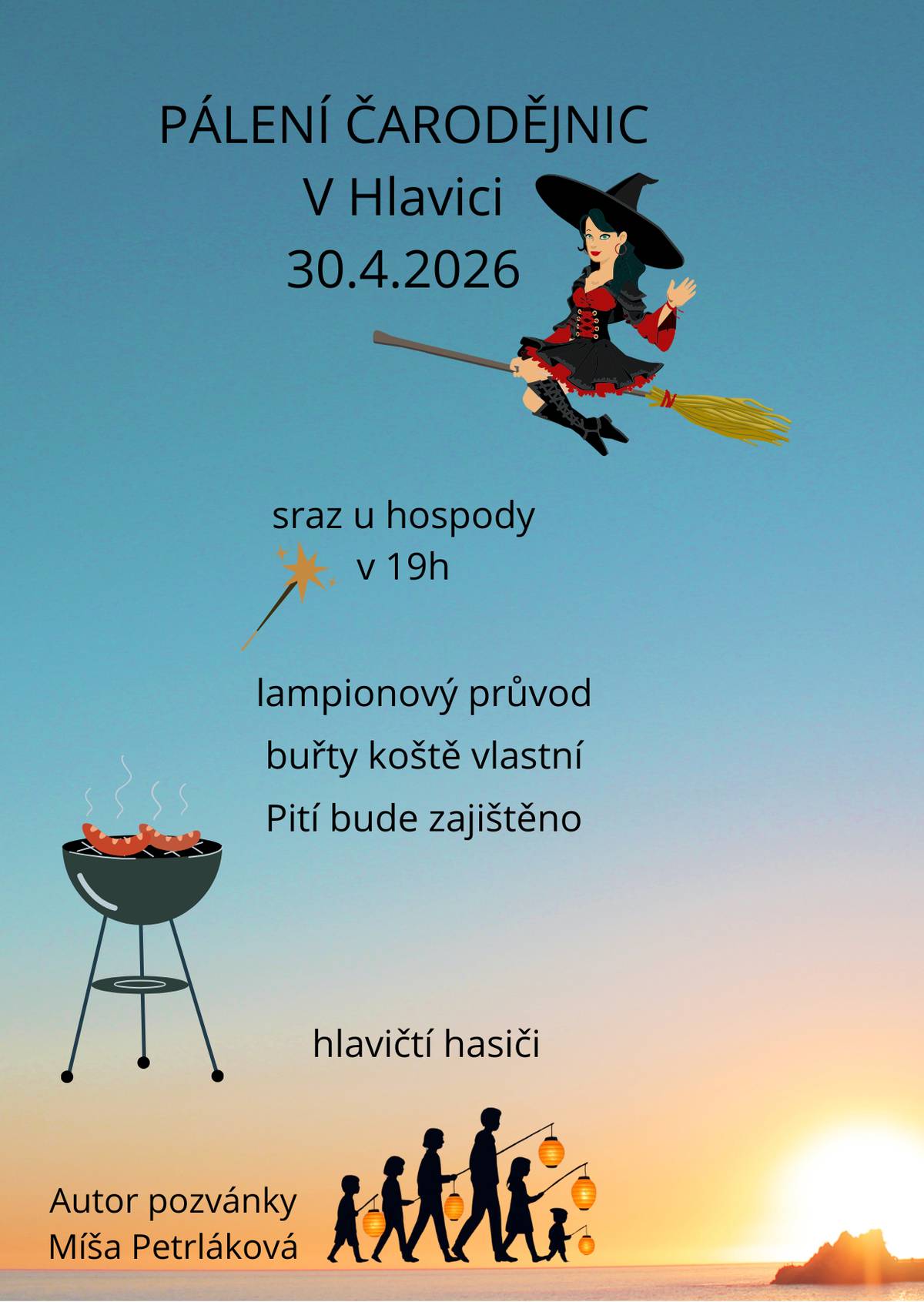 Pojďte společně vyvětrat košťata 30.4.2026 v Hlavici nebo na Vápně.