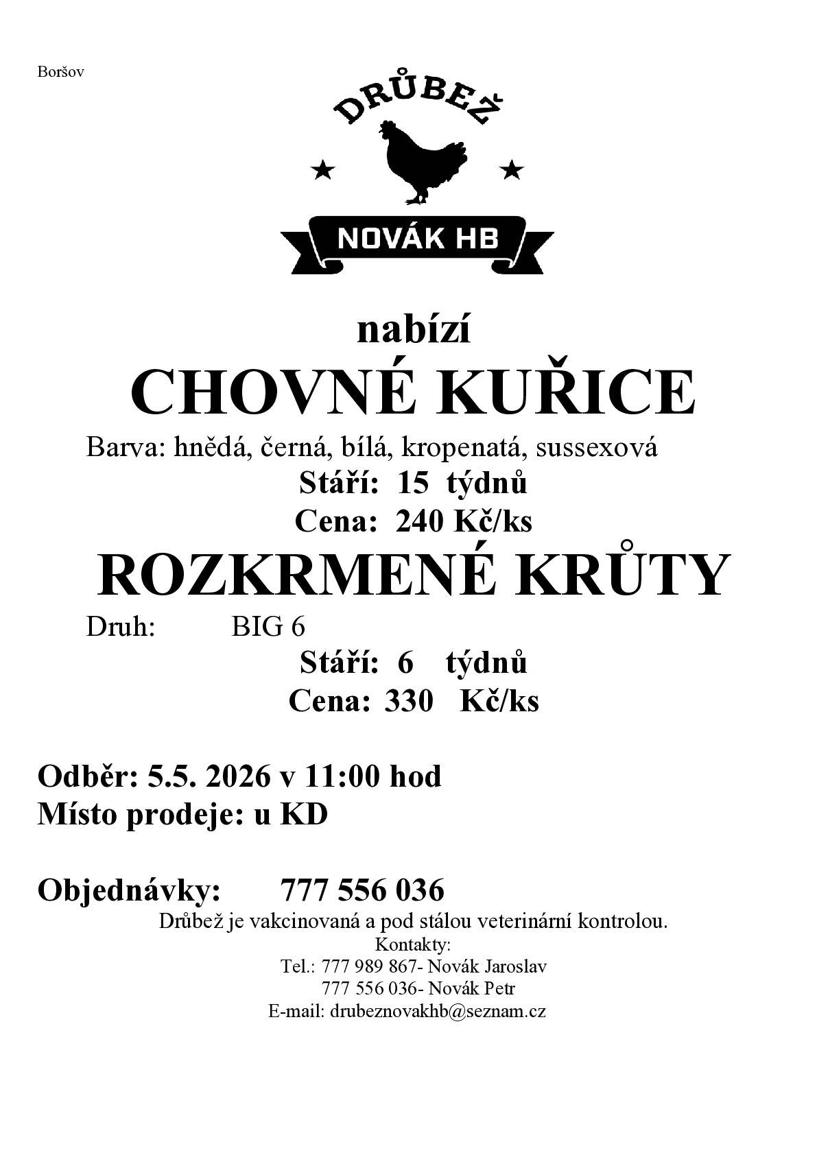 Komerční sdělení pro chovatele: