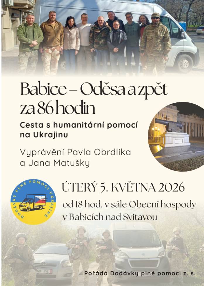 Cesta s humanitární pomocí na Ukrajinu  Úterý 5. května 2026