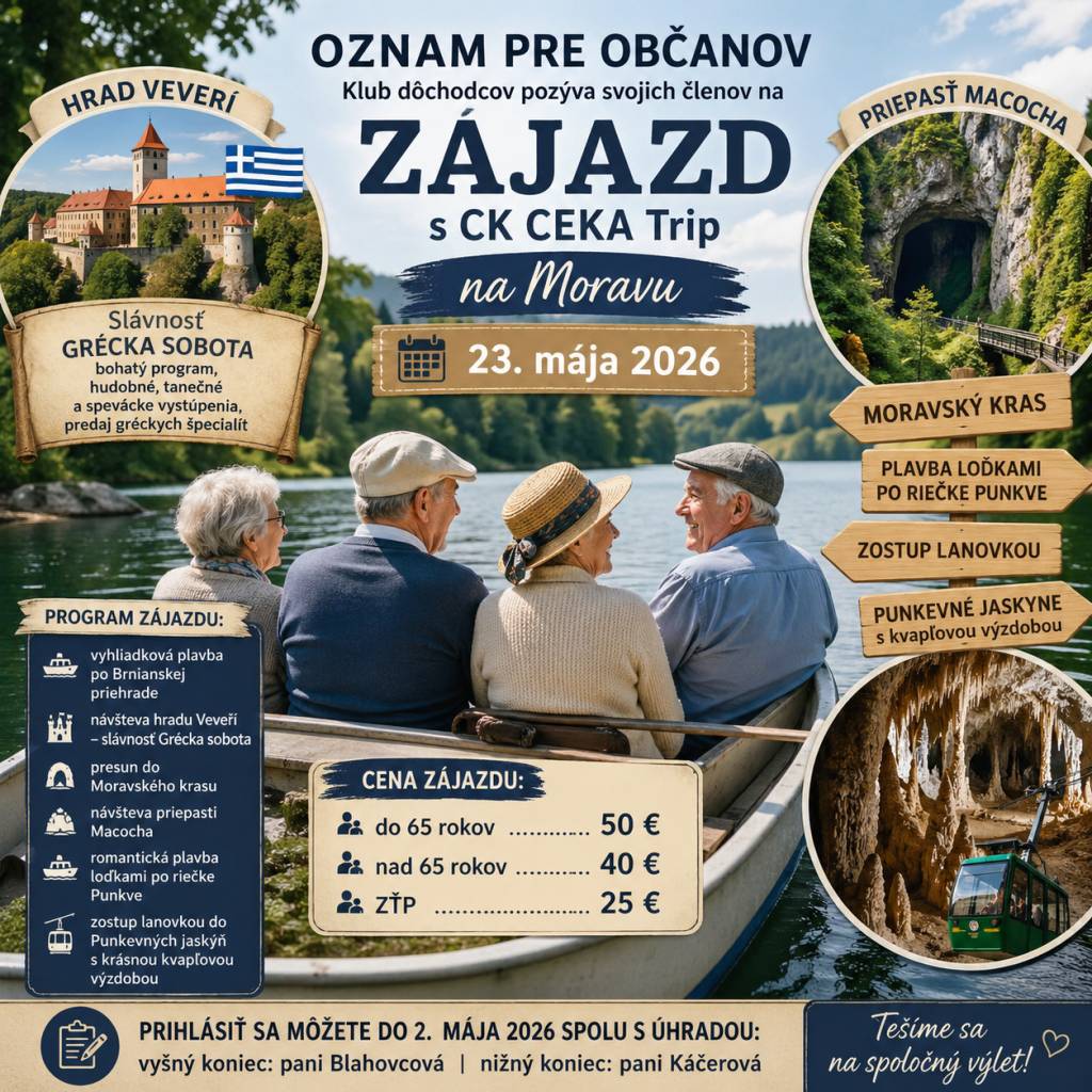 Zájazd na Moravu s bohatým programom.