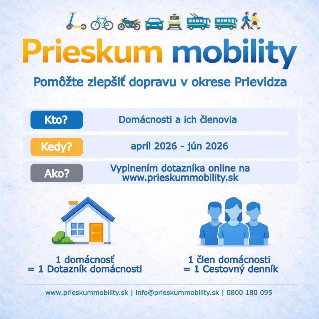 Štartuje Prieskum mobility 2026 v okrese Prievidza.