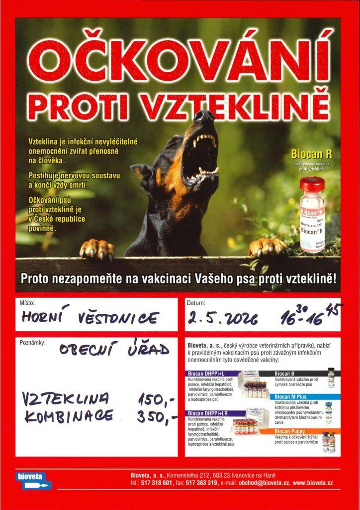 Horní Věstonice - Obecní úřad  2. 5. 2026 - 16:30-16:45 hod