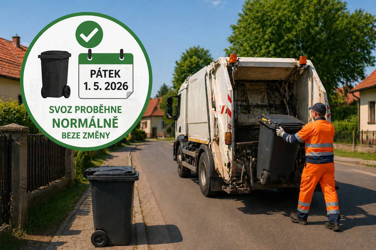 Svoz komunálního odpadu, popelnic, se uskuteční normálně beze změny, v pátek 1. května 2026.