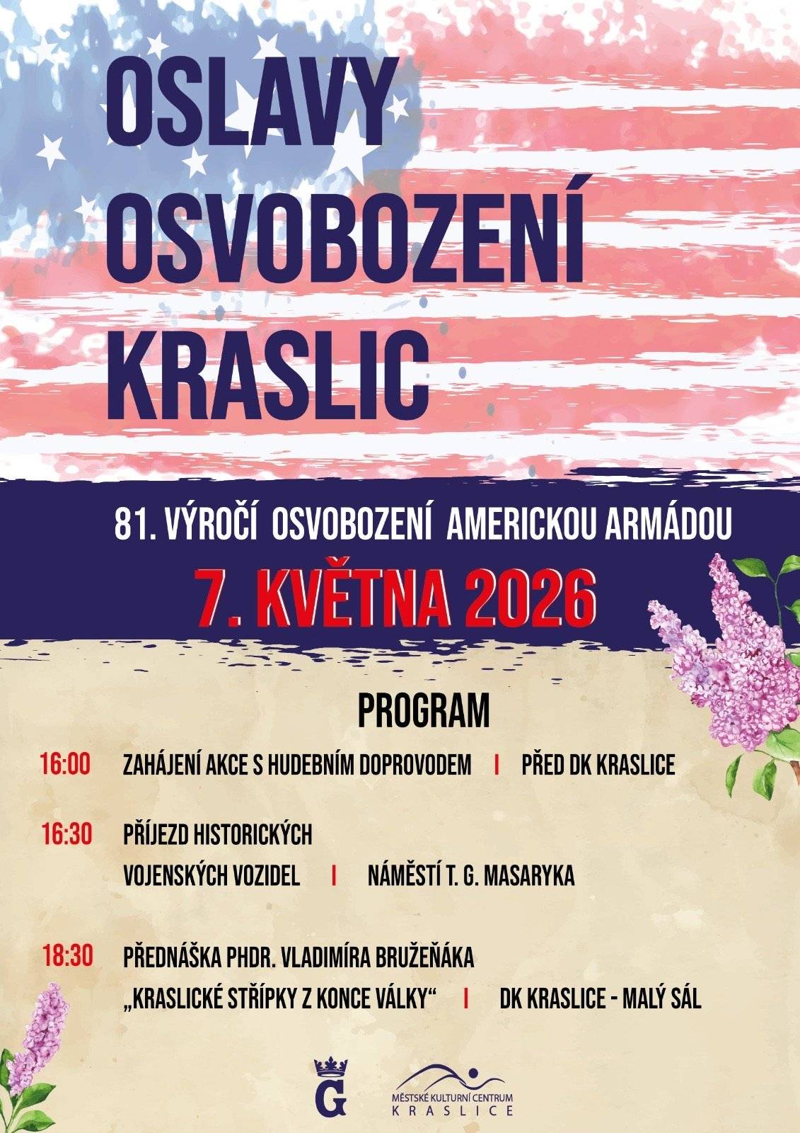 📅 7. května se v Kraslicích v rámci Oslav osvobození můžete těšit na přednášku předního odborníka na regionální dějiny PhDr. Vladimíra Bružeňáka. 👨🏫 Přednáška se uskuteční namísto původně plánovaného vystoupení Štěpána Javůrka. 🕕 Přednáška začíná v 18:30 hod. v malém sále Domu kultury a ponese název "Kraslické střípky z konce války". Zaměří se na méně známé události z našeho regionu, mimo jiné například na nálet na kraslické nádraží. PhDr. Bružeňák u nás přednášel již v loňském roce a setkal se s velkým ohlasem publika – i letos se tak můžete těšit na poutavou přednášku plnou zajímavostí. Těšíme se na vaši účast! 👇