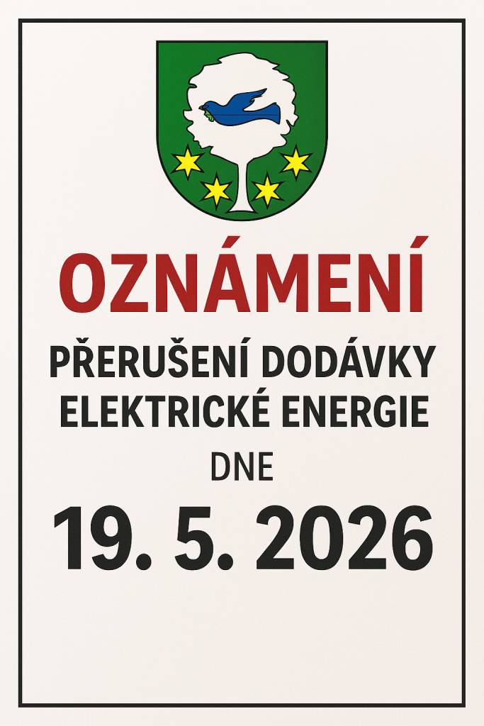 Dne 19.05.2026 od 12:00 do 14:00 hod. proběhne v Rajhradicích přerušení dodávky elektrické energie - na adrese U Sýpky č.p. 1 Agro, č.p. 419 a 427. Důvodem je realizace plánovaných prací na zařízení distribuční soustavy.