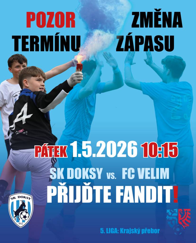 Áčko svůj další mistrovský zápas odehraje již v pátek 1.5.2026 od 10:15 Na domácí půdě budeme hostit tým z Velimi.