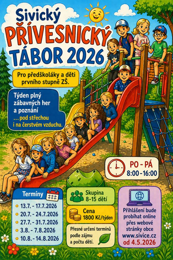 termíny:  13.7.-17.7.2026  20.7.-24.7.2026  27.7.-31.7.2026  3.8.-7.8.2026  10.8.-14.8.2026