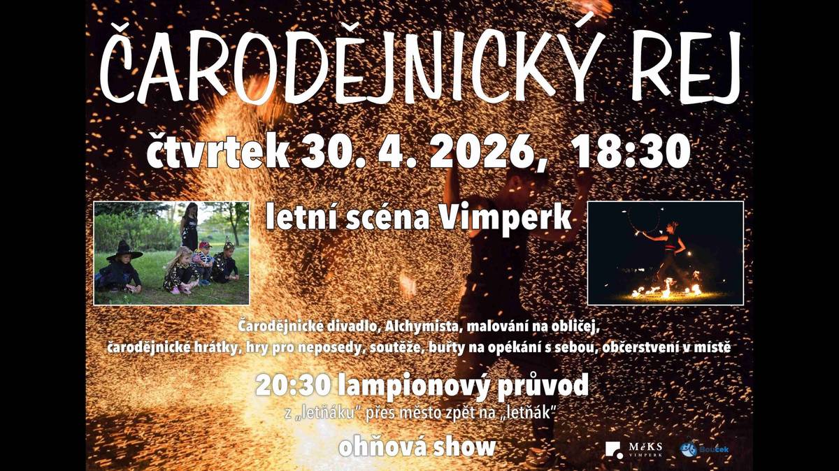 Nenechte si ujít dnešní čarodějnický rej na letňáku.💯🔥 Čarodějnické divadlo, tanec, hrátky, hry a soutěže pro neposedy, lampionový průvod, ohňový tanec - FANTASTIC ART a samozřejmě občerstvení i oheň na opečení buřtů. Po celý večer se o vás budou starat DS Damián, DS Bouček.😀👍