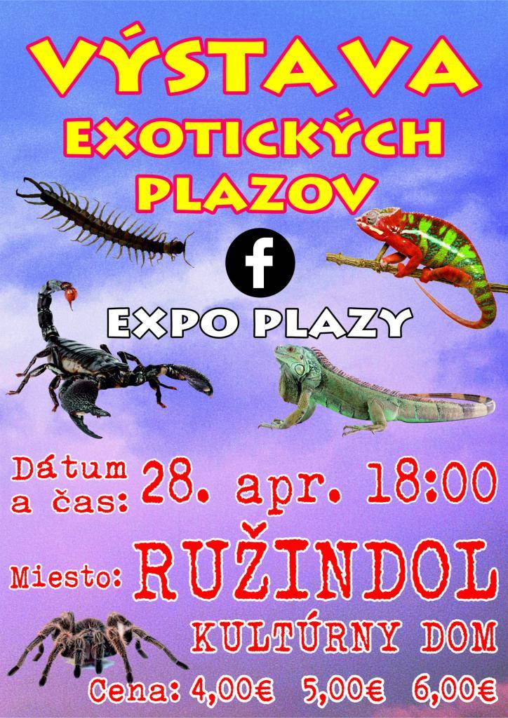 Pozývame Vás na výstavu exotických plazov, ktorá sa uskutoční 28. apríla o 18.00 hod v kultúrnom dome Ružindol.