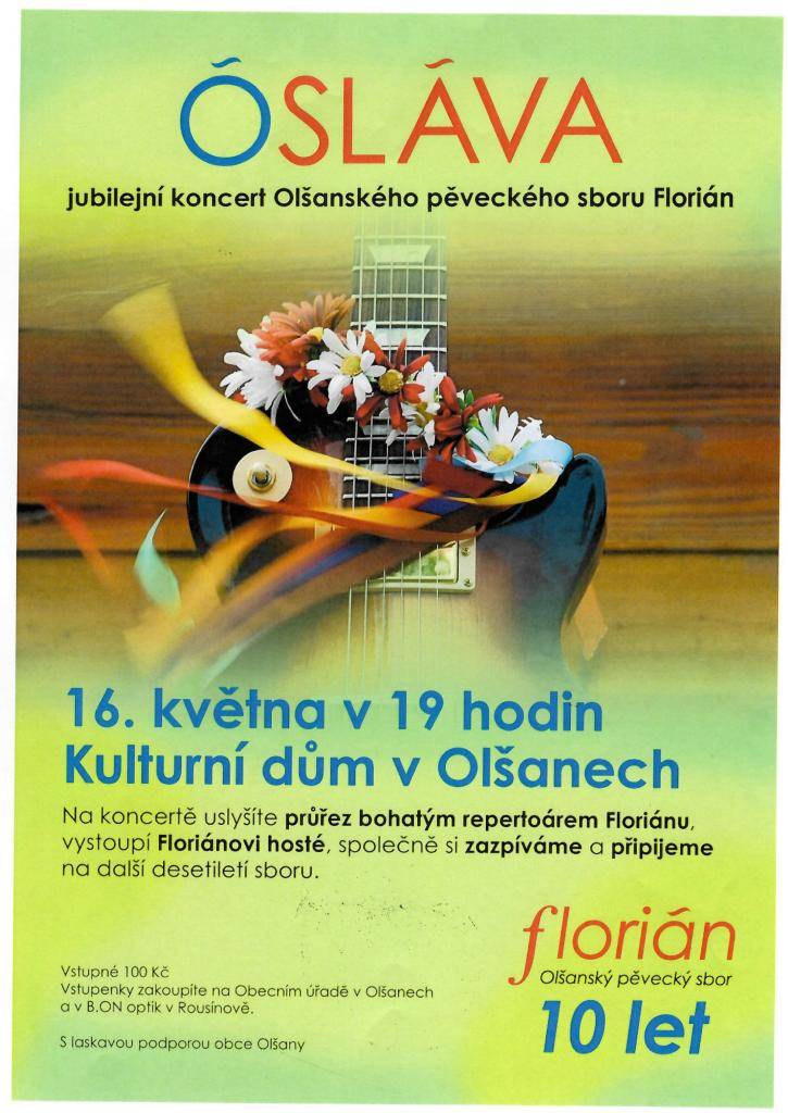 Jubilejní koncert Olšanského pěveckého sboru Floriá
