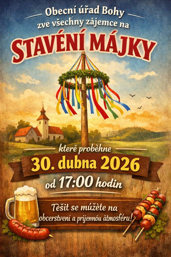 Stavění májky 30.dubna 2026 od 17:00 hodi