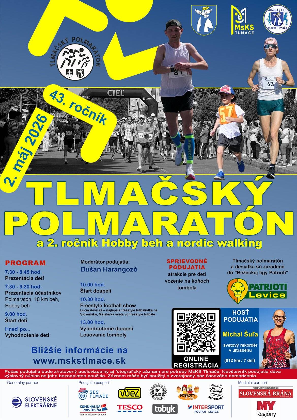 Pozývame Vás na Tlmačský polmaratón a 2. ročník Hobby beh a nordic walking dňa 02.05.2026.