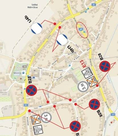 Upozorňujeme občany ulice Dolní, že od pondělí. 4. 5. do 24. 7. 2026, bude  z důvodu objízdných tras autobůsů IDS JMK, v celé ulici zákaz zastavení. https://www.idsjmk.cz/lockouts/detail/414