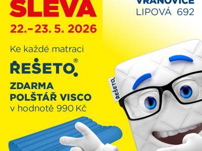 NÁBYTEK MIKULÍK Vranovice zve na DNY ZDRAVÉHO SPANÍ v pátek a sobotu 22. a 23. května Matrace, lůžka a ložnice budou s mimořádnou AKČNÍ SLEVOU -20 % Srdečně Vás zveme k návštěvě. NÁBYTEK MIKULÍK VRANOVICE