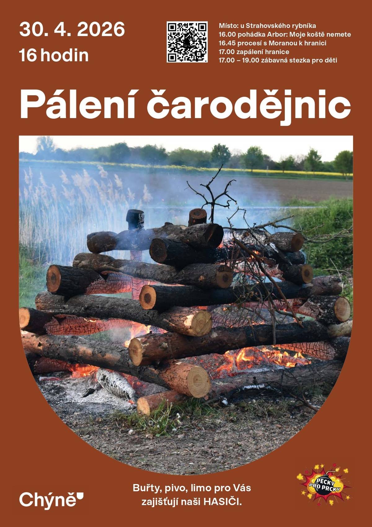 🔥Vážení občané,🔥 dnes se na vás těšíme u Strahovského rybníka, kde bude probíhat pálení čarodějnic.     Těšit se můžete na: - oheň, buřty a pivo - na pohádku od p. Horáka - stezku plnou úkolů a her pro ty nejmenší - a v neposlední řadě hru kolem rybníka, kterou si pro vás připravil Strahovský rybník o.p.s.     ‼️Na místě je možná platba pouze v hotovosti‼️   Začínáme v 16:00 hodin.     Přijďte si to s námi užít, těšíme se na vás.   Váš MěÚ