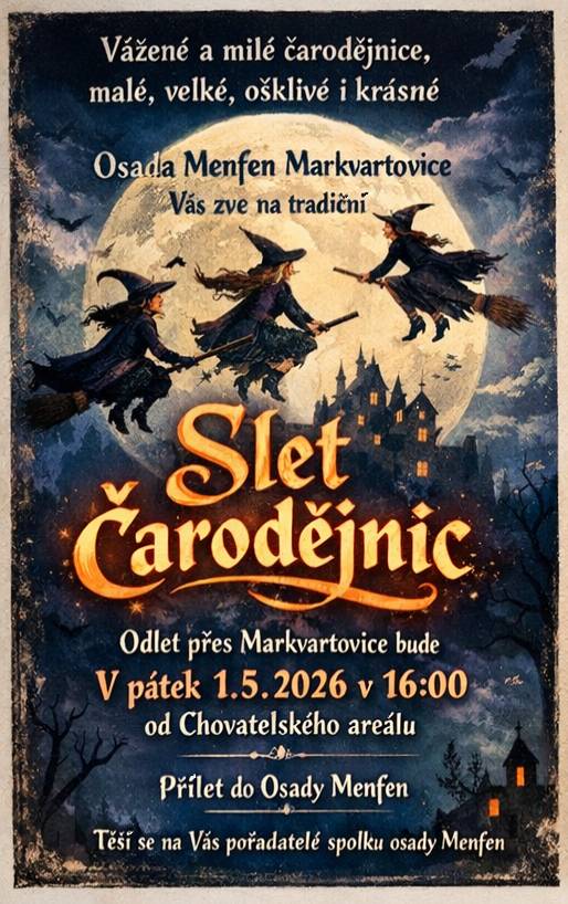 🔥 Zítra to vypukne! Slet čarodějnic v Osadě Menfen Markvartovice 🧙♀️✨