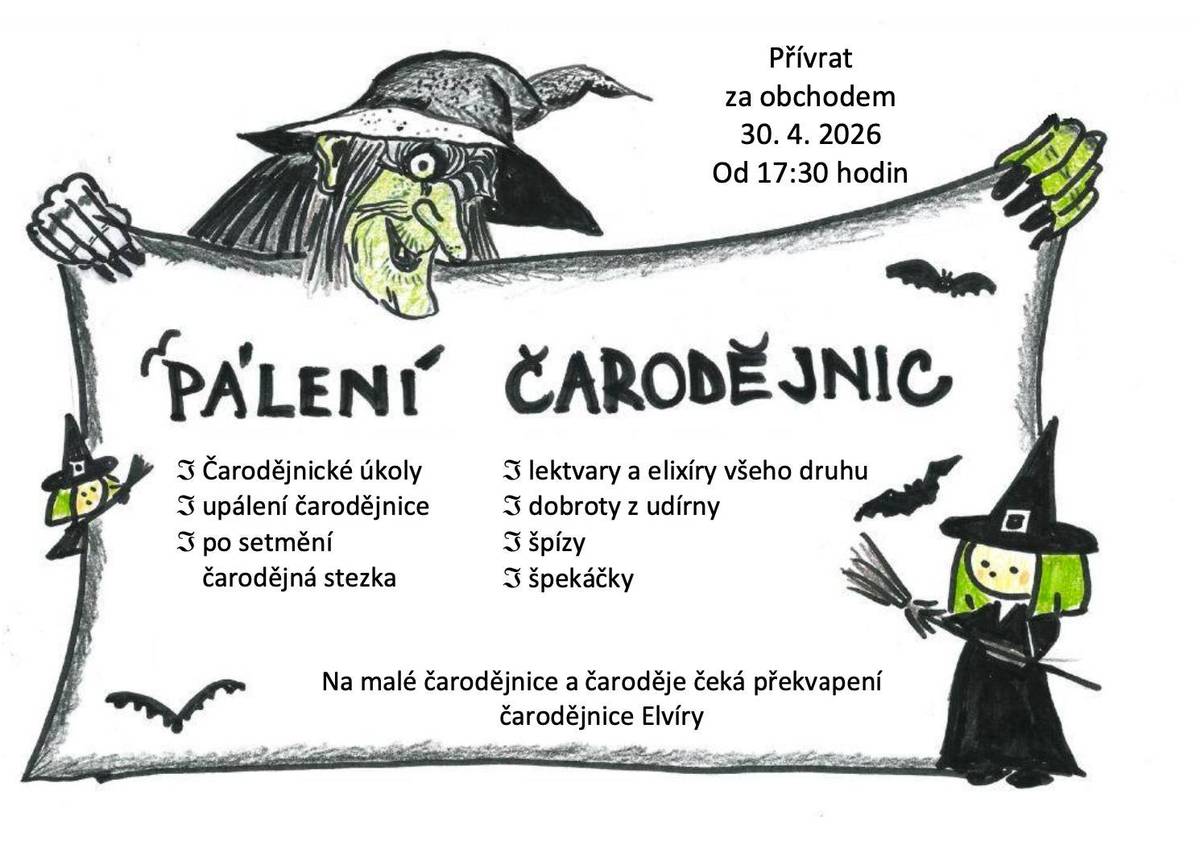 Miroslavova země Vás zve na pálení ČARODĚJNIC dnes za obchodem Přívrat od 17:30. Pro děti jsou připravené čarodějnické úkoly a po setmění čarodějná stezka. Občerstevní dobroty z udírny, špízy, špekáčky.