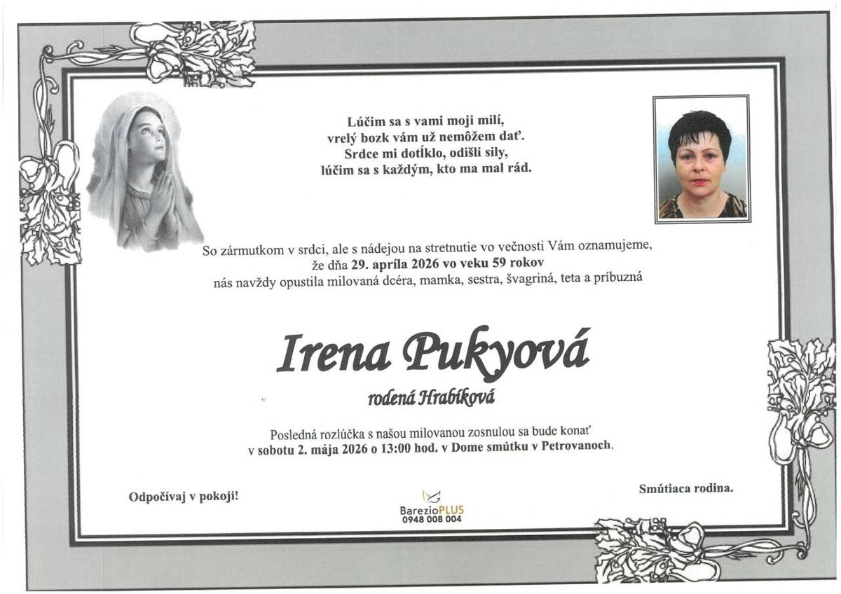smútočné oznámenie