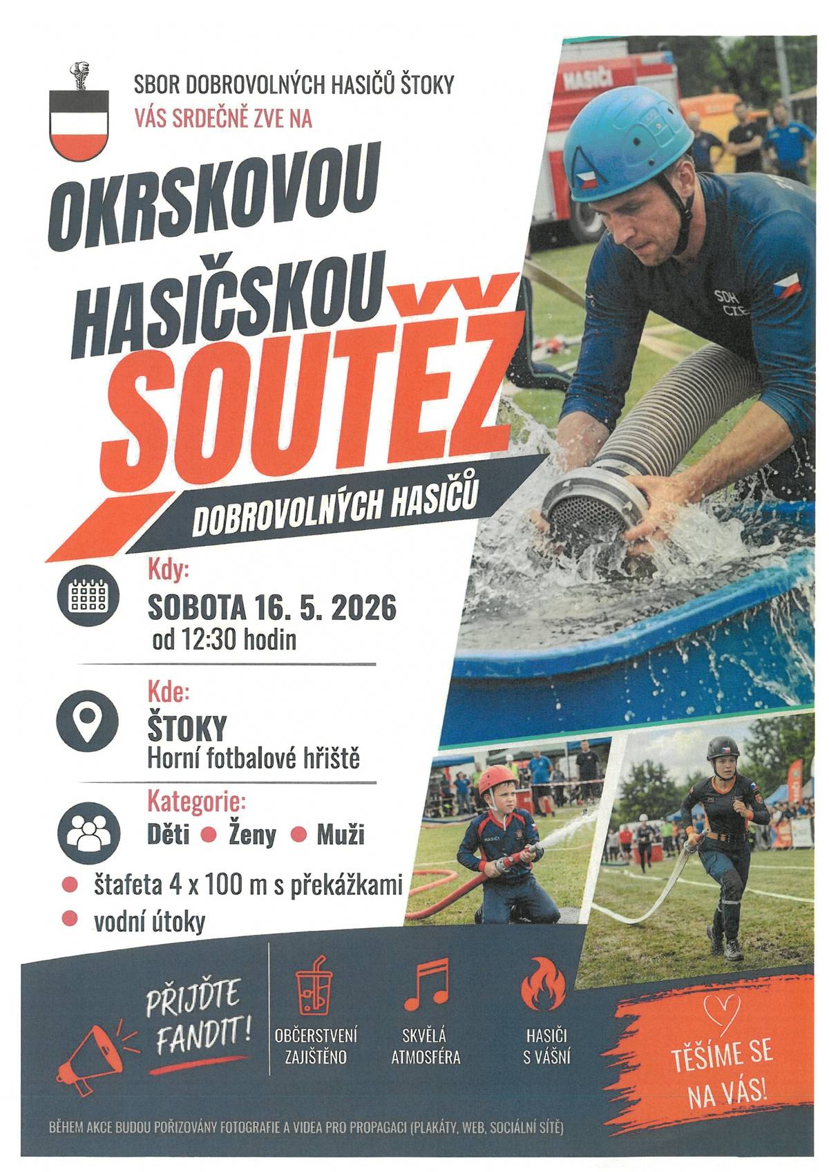 SDH Štoky - OKRSKOVÁ HASIČSKÁ SOUTĚŽ: sobota 16.5.2026 od 12:30, horní fotbalové hřiště ve Štokách
