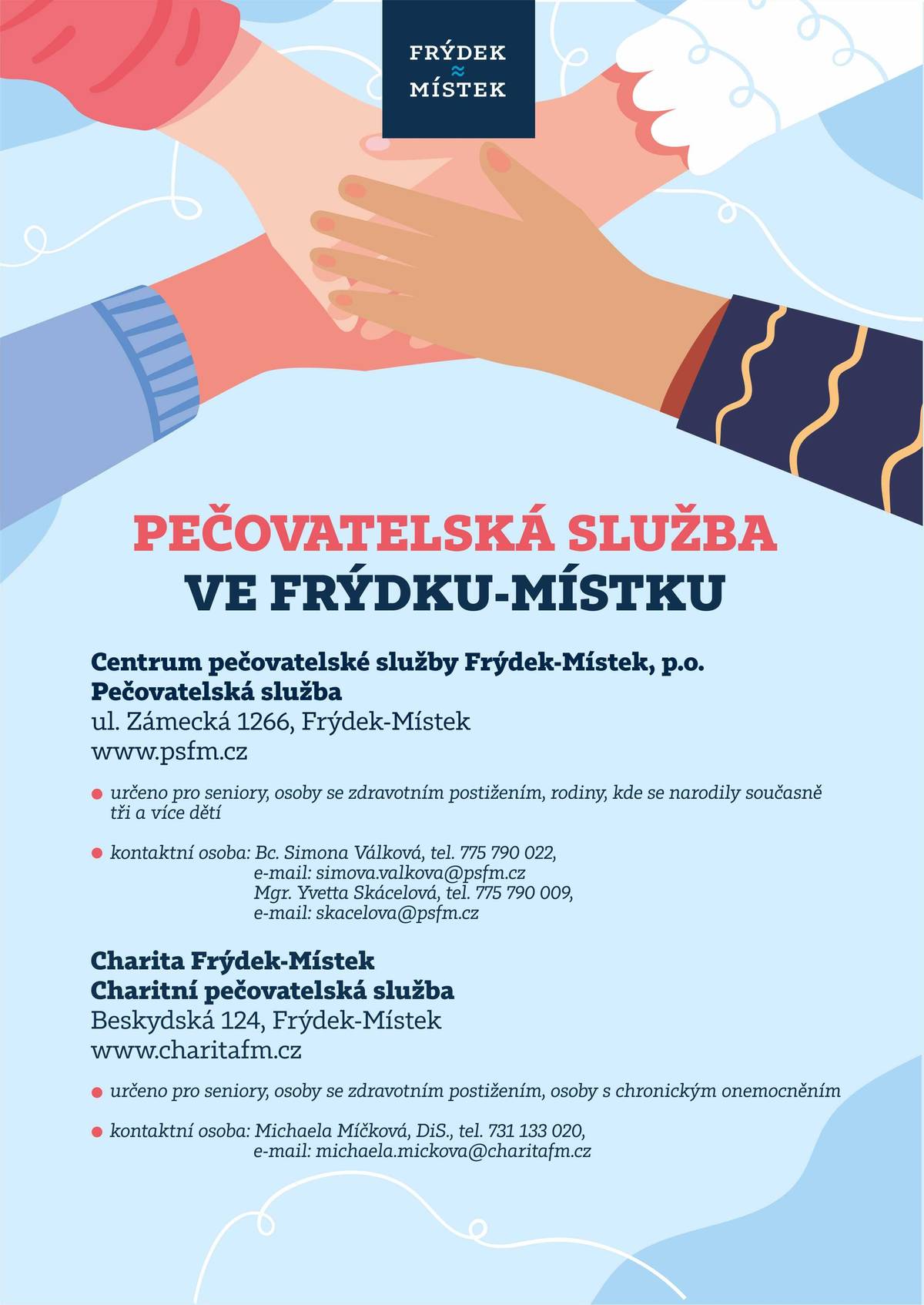 Ve Frýdku≈Místku nabízíme kvalitní terénní pečovatelské služby, které se dokážou o naše rodinné příslušníky postarat, aniž by museli být uživatelem pobytové služby. PEČOVATELSKÁ SLUŽBA VE FRÝDKU-MÍSTKU | Frýdek-Místek