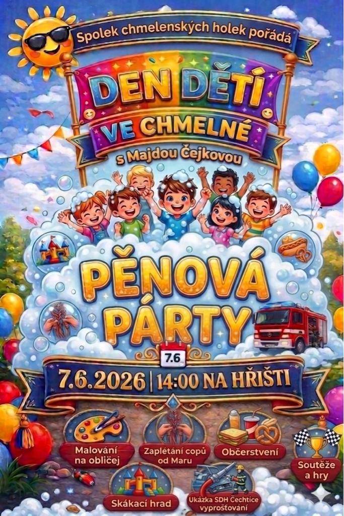 Chmelná bude první neděli v červnu 2026 od 14:00 hodin opět po roce připravena s bohatým programem nejen pro děti ale i pro všechny ostatní.