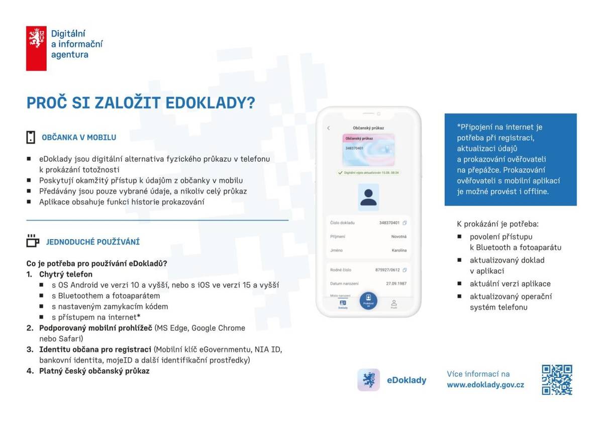 Sdělujeme Vám aktuální informace k eDokladům.