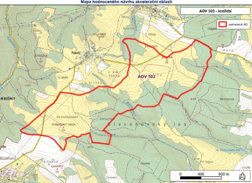 Ministerstvo pro místní rozvoj navrhuje akcelerační zónu v Jestřebí a Pobučí o rozloze 2,9 km2 pro 8 větrných elektráren.