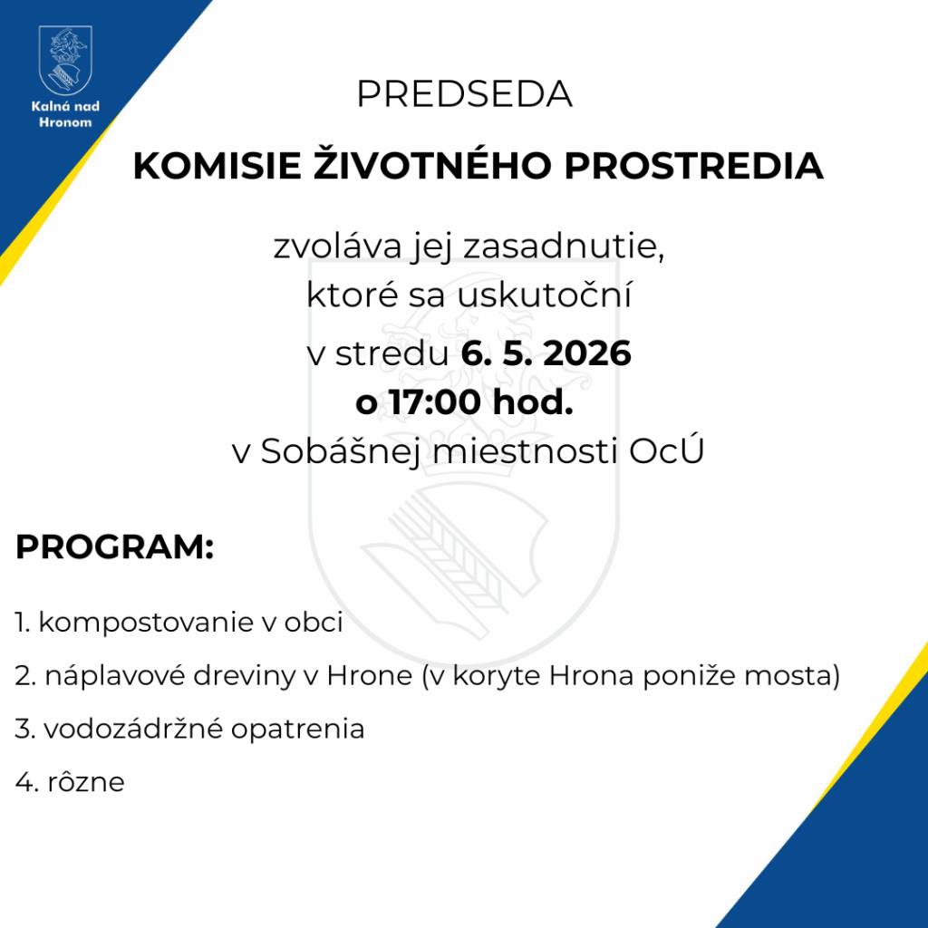Zasadnutie Komisie životného prostredia