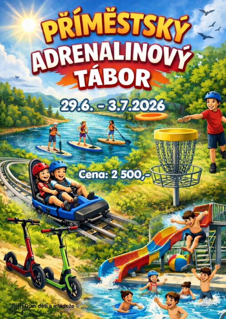 Příměstský adrenalinový tábor je určen pro mladé lidi od 9 let, kteří touží po dobrodružství. Účastníci se mohou těšit na paddleboardy, bobovou dráhu, jízdu na koloběžkách, slackline a spoustu dalších sportovních aktivit, včetně koupání.