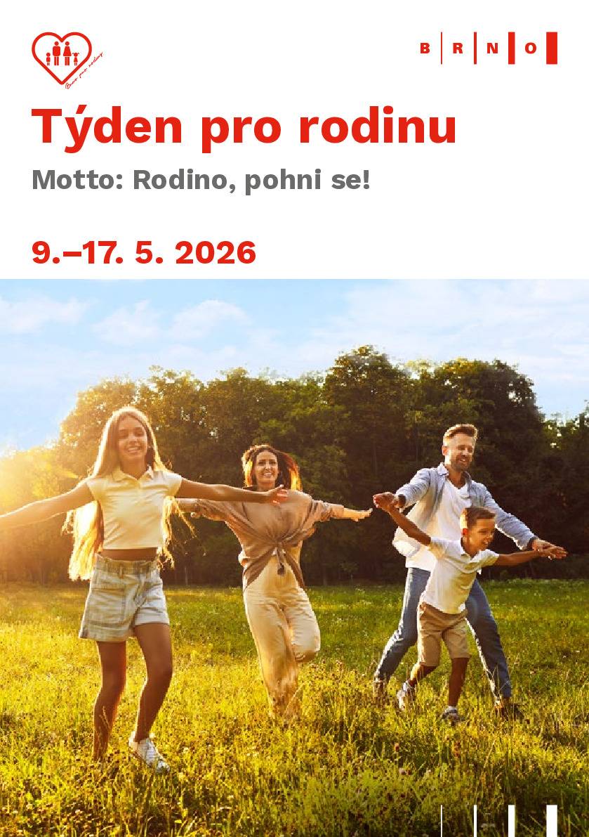 Už po osmnácté se celá republika včetně našeho města Brna spojí při příležitosti Týdne pro rodinu, který vyhlašuje Rodinný svaz ČR. Letošní ročník nese výstižné motto „Rodino, pohni se!“ a uskuteční se 9.–17. května 2026. Téma letošního roku propojuje fyzickou aktivitu s péčí o vztahy a připomíná, že nejde o výkony ani sportovní rekordy. Jde o malé každodenní kroky, které posilují naše zdraví – tělesné i vztahové. Více informací naleznete na odkaze zdravi.brno.cz nebo v přiložené brožuře.