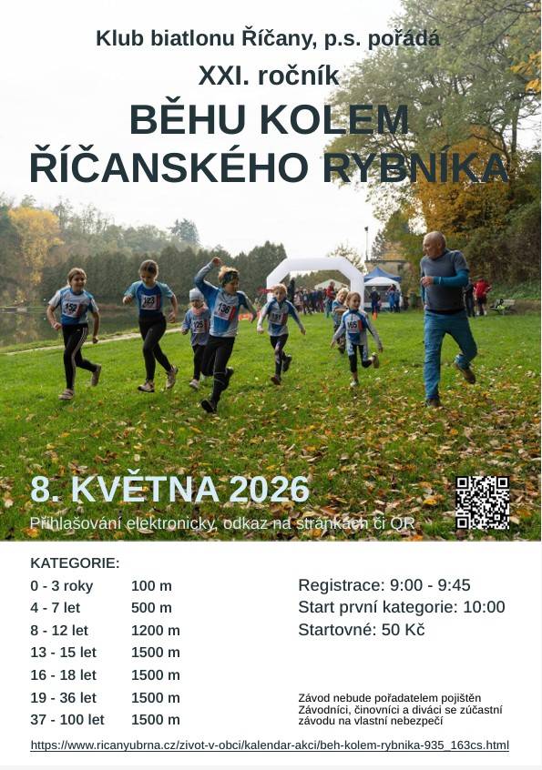 Registrace 9:00 - 9:45.  Start 10:00, startovné 20 Kč.