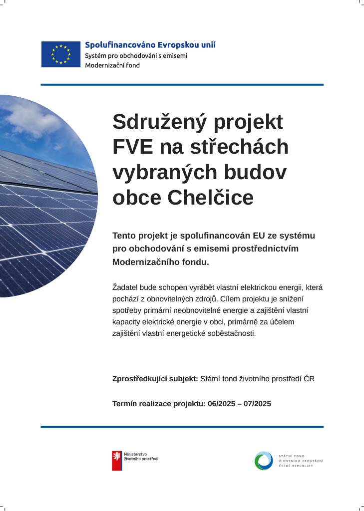 Tento projekt je spolufinancován Evropskou unií ze systému pro obchodování s emisemi prostřednictvím Modernizačního fondu.