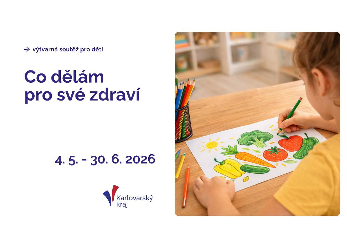 Karlovarský kraj vyhlašuje další ročník oblíbené výtvarné soutěže pro děti a mládež, která se po loňském rekordním zájmu vrací s tématem „Co dělám pro své zdraví“. Cílem letošního klání je motivovat nejmladší generaci k zamyšlení nad zdravým životním stylem a prevencí. Soutěží se o atraktivní ceny, jako jsou mobilní telefony, tablety či bezdrátová sluchátka. Příjem prací probíhá od 4. května do 30. června 2026.