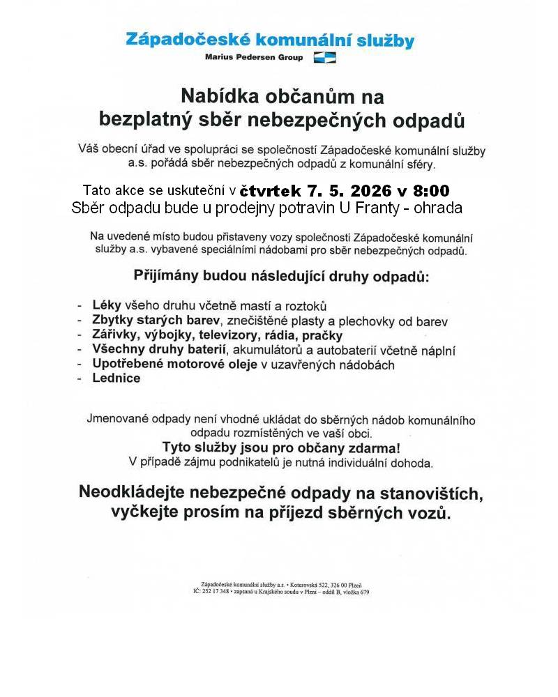 Nabídka sběru nebezpečného odpadu