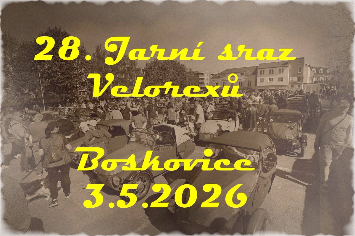 Ve dnech 1. až 3. 5. 2026 se konal 28. Jarní sraz Velorexů, který pořádali členové místního Velorex teamu Zlatá růže. Letošní sraz měl v podnázvu Svátek řemesel a v tomto duchu plnili v sobotu účastníci srazu několik úkolů. V neděli dopoledne vyrazilo na 144 velorexů a několik starých motocyklů na spanilou jízdu městem. Sraz pak zakončilo každoroční losování vítězů a návrat do svých domovů a tím, že za rok se sejdeme zas. Fotografie a text Monika Šindelková