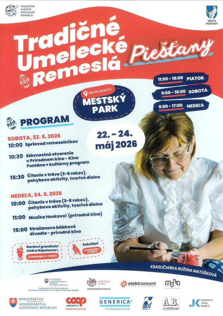 - v dňoch 22. - 24. mája 2026 v Mestskom parku v Piešťanoch -