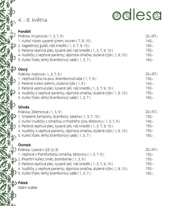 Vážení a milí spoluobčané, Pivovarská restaurace vás zve na polední menu.