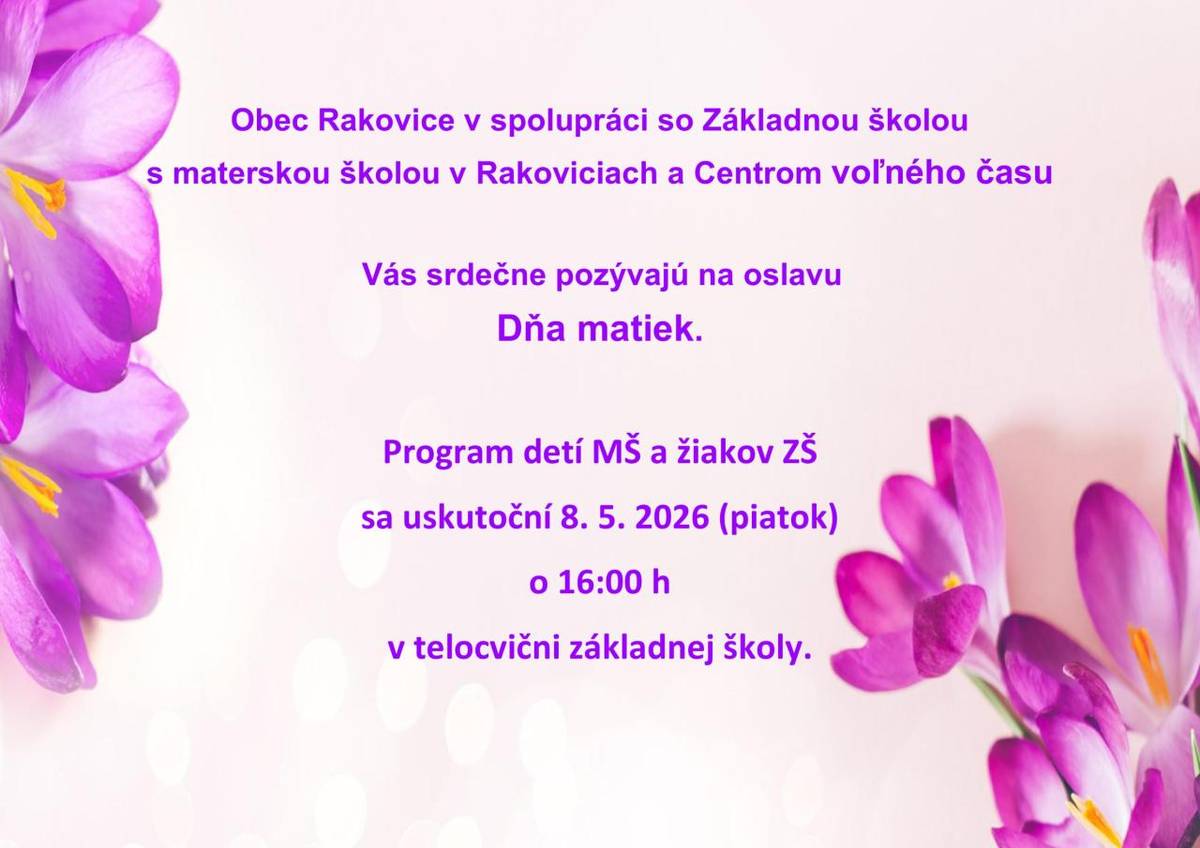 8.5.2026 o 16:00 hod v telocvični ZŠ
