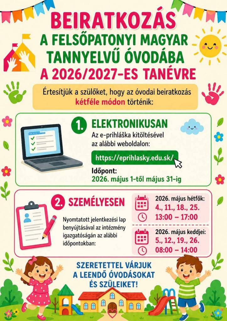 Beiratkozás az óvodába - Zápis do materskej školy