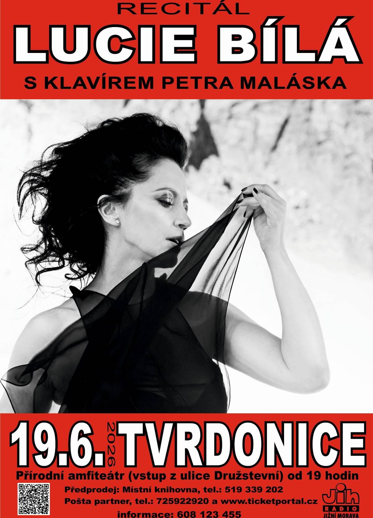 Bližší informace na plakátu. 19.6.2026 Tvrdonice Předprodej: Místní knihovna, tel: 515 339 202 Pošta Partner: 725 922 920 nebo na ticketportal.cz Informace na mob. 608 123 455