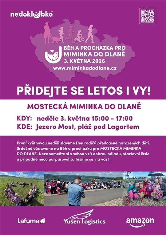 V neděli 3. 5. 2026 můžete u jezera Most podpořit s organizací Nedoklubko dobrou věc, zasportovat si a pobýt na čerstvém vzduchu. Čeká vás rovněž ukázka dětského hasičského sboru a další program. Startovné: 200 Kč/ osoba, 500 Kč/ rodina.  Víc informací zde.