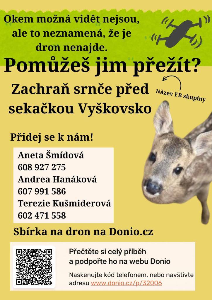 Zachraň srnče před sekačkou Vyškovsko.