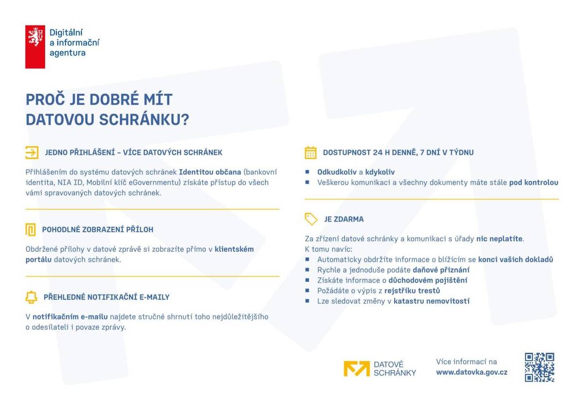 Sdělujeme Vám aktuální informace ke službě datová schránka.