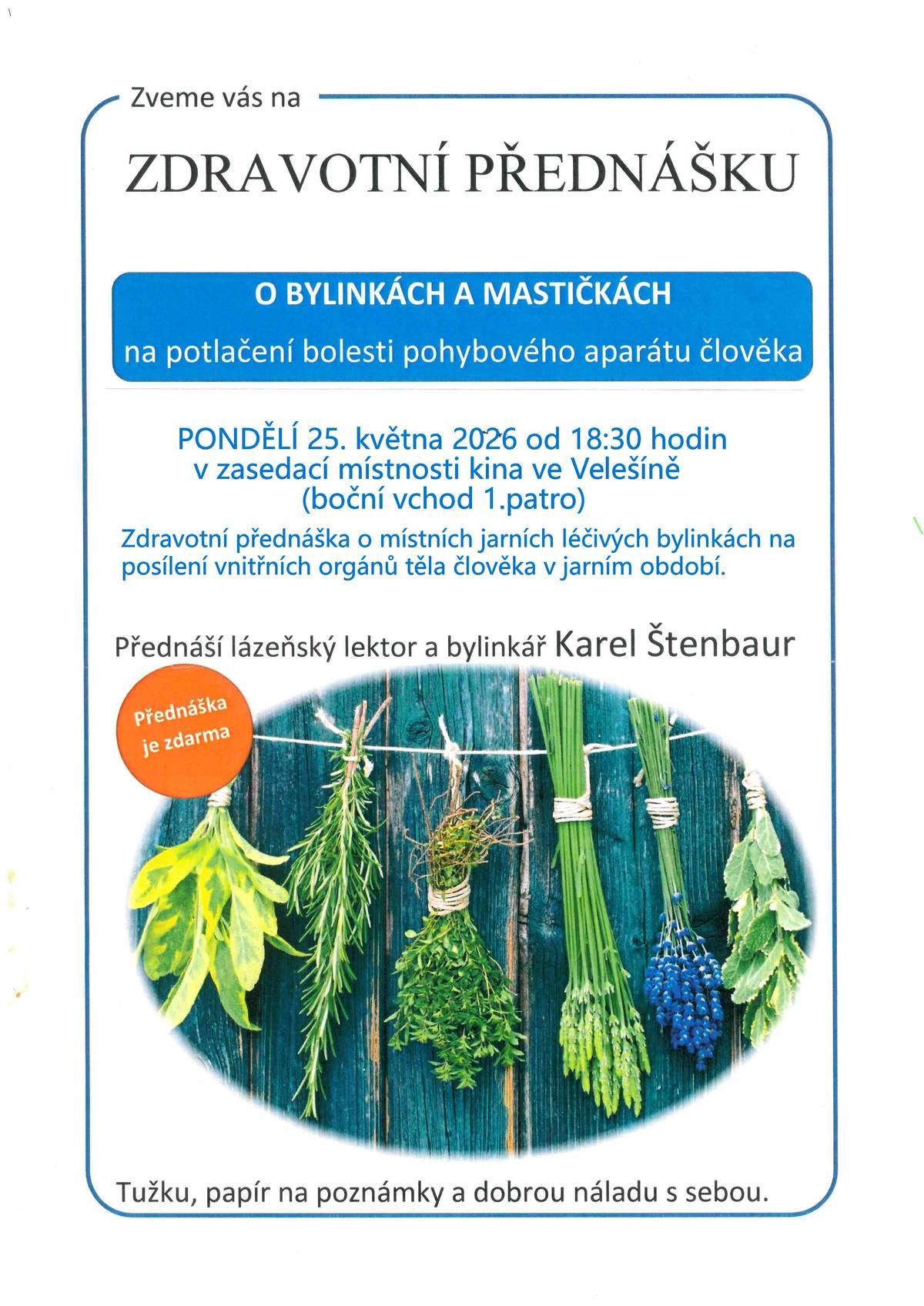 Přednáška je zdarma