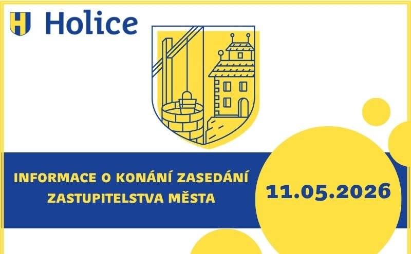 Vážení občané, přinášíme vám informaci o konání zasedání Zastupitelstva města Holic. Místo konání: Městský úřad Holice, Holubova čp. 1, Holice – zasedací místnost ve 2. patře Doba konání: pondělí 11. května 2026 od 18:00 hodin Navržený program: 1)      Volba pracovních komisí, určení předsedajícího, zapisovatelky, ověřovatelů 2)      Schválení programu jednání 3)      Prezentace ředitele VAK, a. s. 4)      Změna stanov VAK, a. s. 5)      Stav na úseku veřejného pořádku a dopravy – zástupci PČR a JSDH 6)      Zpráva o činnosti rady od minulého zasedání zastupitelstva 7)      Změna obecně závazné vyhlášky o nočním klidu 8)      Cena města Holic 9)      Nabídka na odprodej pozemků – p. č. 2009/2, 2385/34, 2011/11 10)   Bezúplatný převod nemovitostí – p. č. 2400/8, 2400/9, 2400/10 – ÚZSVM 11)   Projektová dokumentace – Farní zahrady 12)   Rozpočtová změna 13)   Školní jídelna – změna zřizovací listiny 14)   Technické služby Holice – změna zřizovací listiny (přílohy) 15)   Závěrečný účet Dobrovolného svazku obcí Holicka za rok 2025 16)   Prezentace ředitele KD 17)   Občanské návrhy na výstavbu nových sportovišť v Holicích 18)   Zprávy výborů 19)   Sdělení starosty 20)   Různé Zasedání zastupitelstva je veřejné, a proto zveme všechny občany k účasti. Vaše názory a podněty jsou vítány. Zároveň upozorňujeme, že ze zasedání Zastupitelstva města Holic je pořizován videozáznam, který je následně zveřejněn na youtube kanálu města.