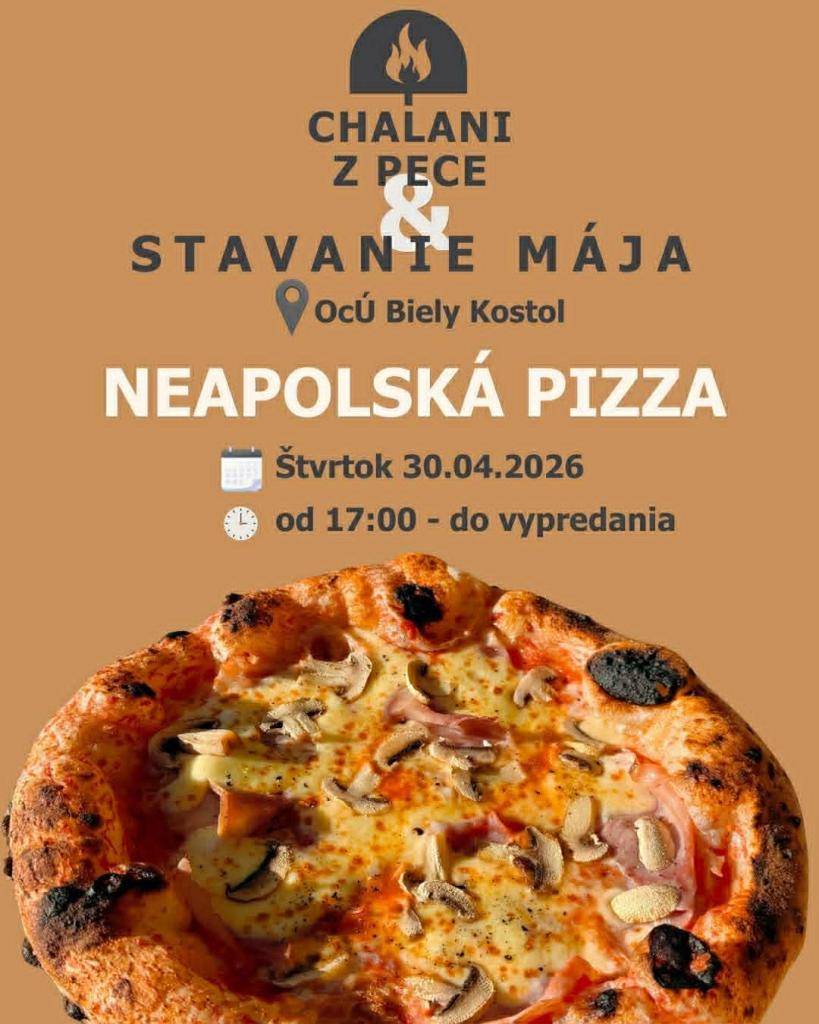 Chalani z pece sa na Vás dnes tešia od 17.00 hod pred OcÚ. Prídite na výbornú neapolskú pizzu :)