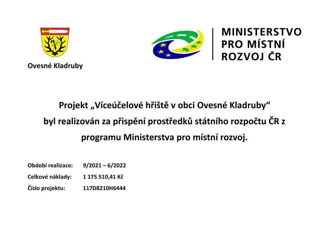 Víceúčelové hřiště v obci Ovesné Kladruby